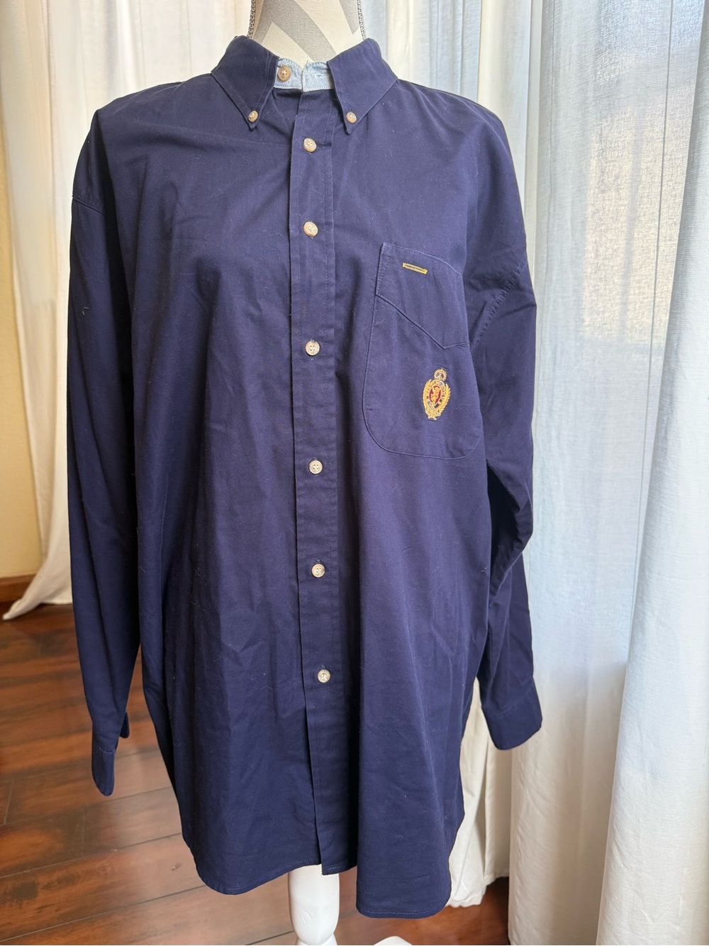 Vintage Hunting Horn J. Riggings Classic Navy Button-Down Dress Shirt - Navy